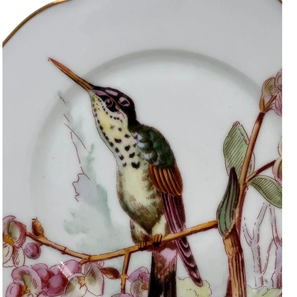 A. Hache & Pepin Lehalleur French Porcelain‎ Hummingbird Plate Hand Painted 8.5